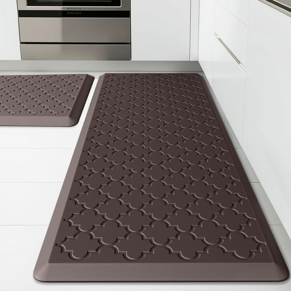 GALMAXS7 Kitchen Mat Anti Fatigue Cushioned Non Slips Kitchen Rugs and Mats Comfort Foam Floor Mat for Standing,17"x29"+17"x60",Brown