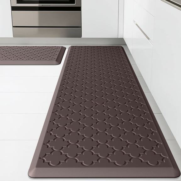 GALMAXS7 Kitchen Mat Anti Fatigue Cushioned Non Slips Kitchen Rugs and Mats Comfort Foam Floor Mat for Standing,17"x29"+17"x60",Brown