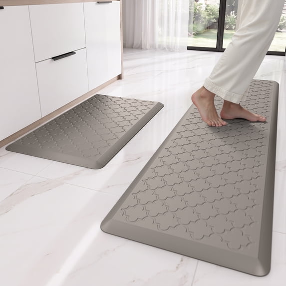 GALMAXS7 Kitchen Mat Anti Fatigue Cushioned Non Slips Kitchen Rugs and Mats Comfort Foam Floor Mat for Standing,17"x29"+17"x60",Khaki