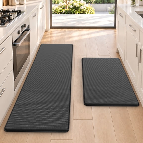 GALMAXS7 Kitchen Rugs and Mats Kitchen Mat Anti Fatigue Mats for kitchen, Non Slips Kitchen Floor Mat for Standing, 17"x29" 17"x47", Black