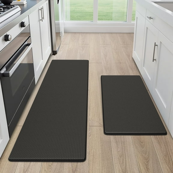 GALMAXS7 Kitchen Rugs and Mats Kitchen Mat Anti Fatigue Mats for kitchen, Non Slips Kitchen Floor Mat for Standing, 17"x29"+17"x47", Black