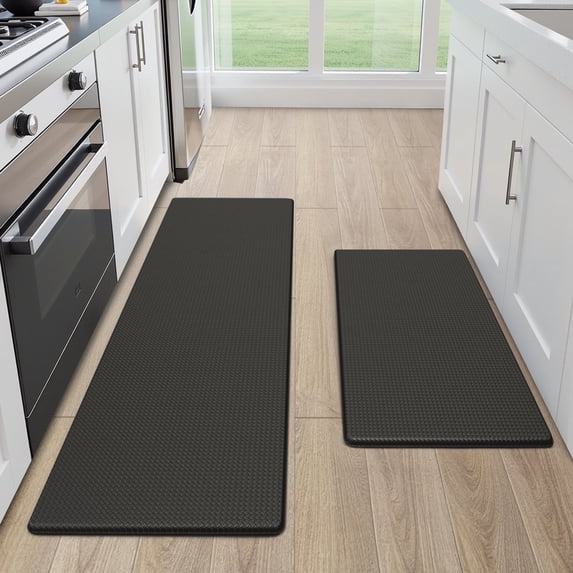 GALMAXS7 Kitchen Rugs and Mats Kitchen Mat Anti Fatigue Mats for kitchen, Non Slips Kitchen Floor Mat for Standing, 17"x29"+17"x47", Black
