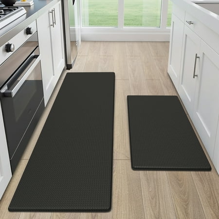 GALMAXS7 Kitchen Rugs and Mats Kitchen Mat Anti Fatigue Mats for kitchen, Non Slips Kitchen Floor Mat for Standing, 17"x29"+17"x47", Black