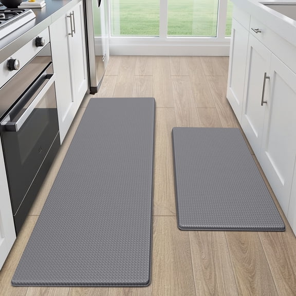 GALMAXS7 Kitchen Rugs and Mats Kitchen Mat Anti Fatigue Mats for kitchen, Non Slips Kitchen Floor Mat for Standing, 17"x29"+17"x47", Gray