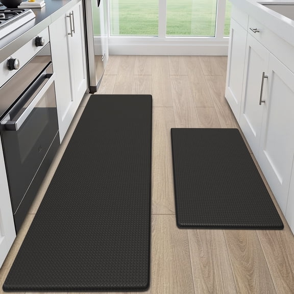 GALMAXS7 Kitchen Rugs and Mats Kitchen Mat Anti Fatigue Mats for kitchen, Non Slips Kitchen Floor Mat for Standing, 17"x29"+17"x59", Black