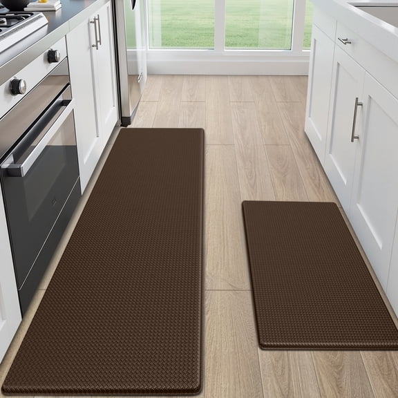 GALMAXS7 Kitchen Rugs and Mats Kitchen Mat Anti Fatigue Mats for kitchen, Non Slips Kitchen Floor Mat for Standing, 17"x29"+17"x59", Brown