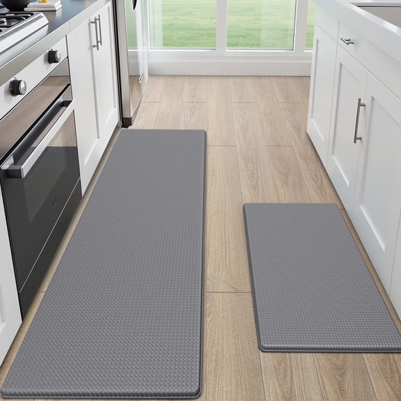 GALMAXS7 Kitchen Rugs and Mats Kitchen Mat Anti Fatigue Mats for kitchen, Non Slips Kitchen Floor Mat for Standing, 17"x29"+17"x59", Gray