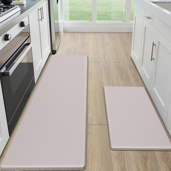 GALMAXS7 Kitchen Rugs and Mats Kitchen Mat Anti Fatigue Mats for kitchen, Non Slips Kitchen Floor Mat for Standing, 17"x29"+17"x59", Ivory