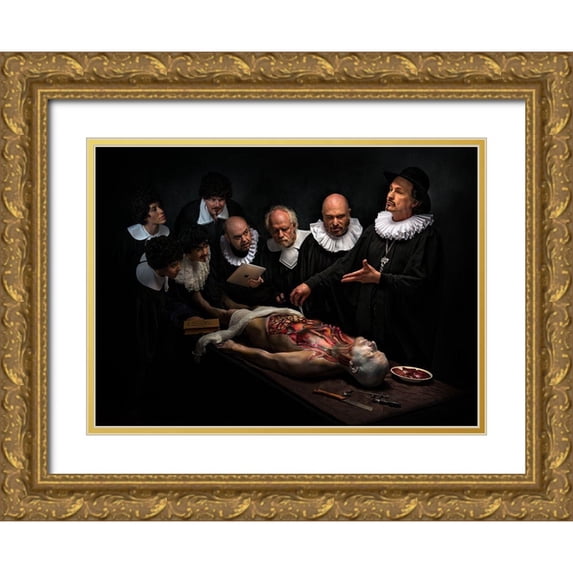 Galon Ma, Derek 24x19 Gold Ornate Wood Framed with Double Matting Museum Art Print Titled - Anatomy Lesson Ii