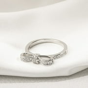 Galore Jewels 14K White Gold Over Wedding Anniversary Ring - Round Cut 1.4 Ct VVS1/D Lab Created Diamond Ring - Unique Bow Tie Accent Diamond Ring for Women's - Gorgeous Anniversary Gift for Women's