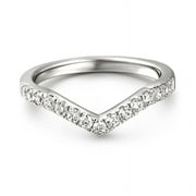 Galore Jewels Brilliant 1 Ct Round Cut Diamond Ring - 14K White Gold Over Ring -Wishbone Eternity Rings for Women's - V Shape Diamond Rings for Her - Proposal Ring - Graduation Gift for Teen Girls
