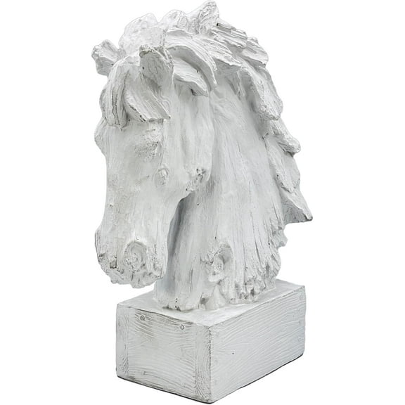 Galt International 18" Horsehead Resin Wood-Look Tabletop Sculpture Mantle Entryway Table Foyer Home Decor Statue (White)