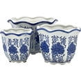 thumbnail image 1 of Galt International Blue & White Floral Porcelain Ceramic Decorative Flower Pot 8"/6"/4.5" Garden Pots Chinese Asian Design - Set of 3 Cylinder Fluted Edge, 1 of 15