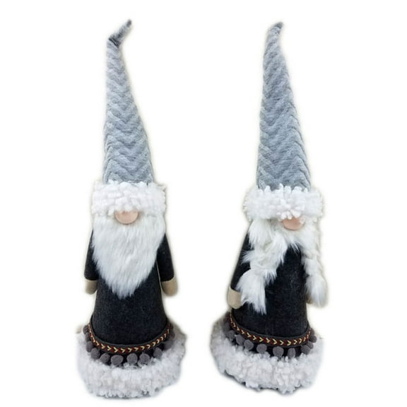 Galt International Nordic Mr and Mrs Santa Gnomes Christmas Figurines - 24.5" - Gray - Set of 2