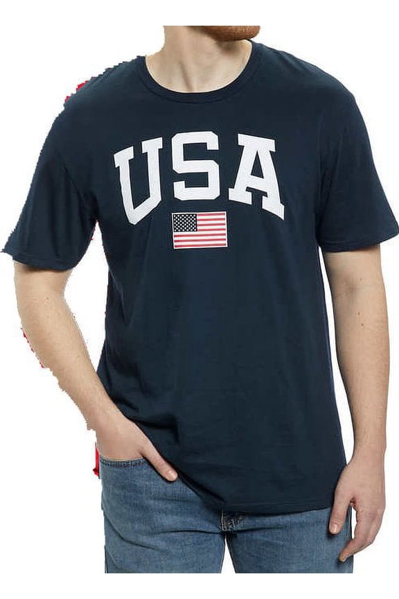 Men's Short Sleeve Patriotic Graphic USA T-Shirts Large Navy