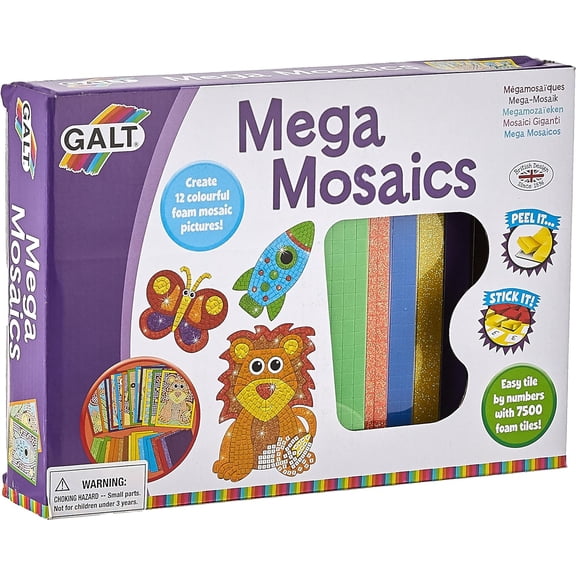 Galt Toys, Mega Mosaics, Kids' Craft Kits, Muliti Foam Pictures, Ages 5 Years Plus