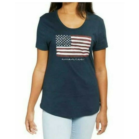 Galt Women's T-Shirt Tee Flag 4th of July Patriotic Americana, Blue, XL