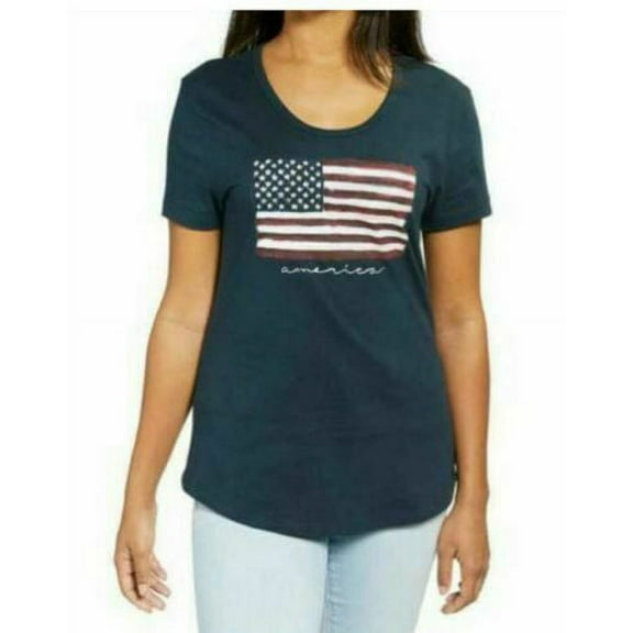 Galt Womens T-Shirt Tee Flag 4th of July Patriotic Americana (Blue, Medium)