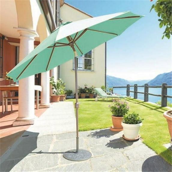 Galtech 9 ft. Black Deluxe Auto Tilt Umbrella - True Blue Sunbrella