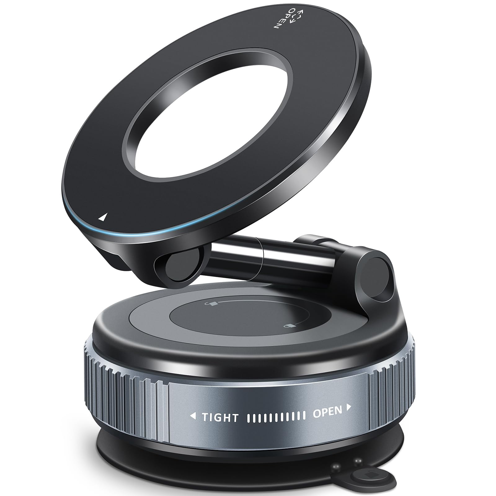 Kairiyard Vacuum Magnetic Car Phone Holder - 360 Adjustable, Strong Suction, Foldable, Compatible With MagSafe & All Phones