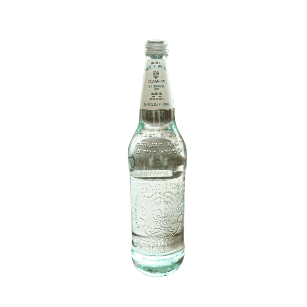 Galvanina Sparkling Italian Mineral Water – Natural Carbonation, Low Mineral Content, Premium Glass Bottles – 750 ml (25.4 fl oz) – Pack of 12 | Imported from Italy