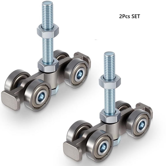 Galvanised Steel 4 Wheel Silent Trolley Assembly Rollers with Bolt Design for Strut Channel, Barn Door and Garage Door Applications - 2 Pack