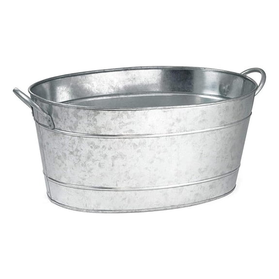 Galvanised Steel Oval Beverage Tub 21ltr | Party Tub, Drinks Pail, Beer Bottle Cooler