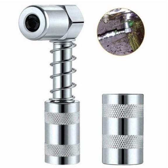 90 Degree Grease Gun Coupler 3-Jaw, Spring-Loaded Sleeve Lock, 3000-4500 PSI, Corrosion Resistant Steel, 1-Pack