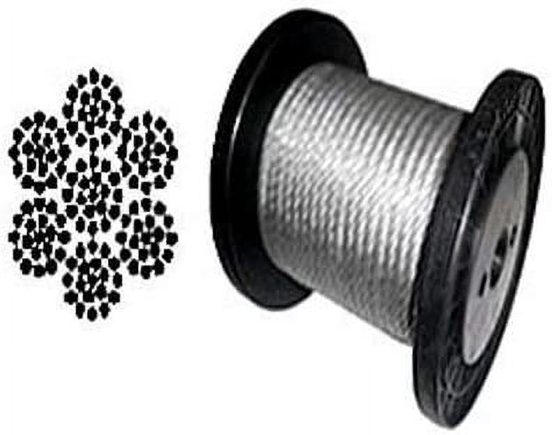 Galvanized Aircraft Cable Wire Rope 1/8" 7X19100, 200, 250, 500, 1000, 2000 Ft (100 Ft Coil