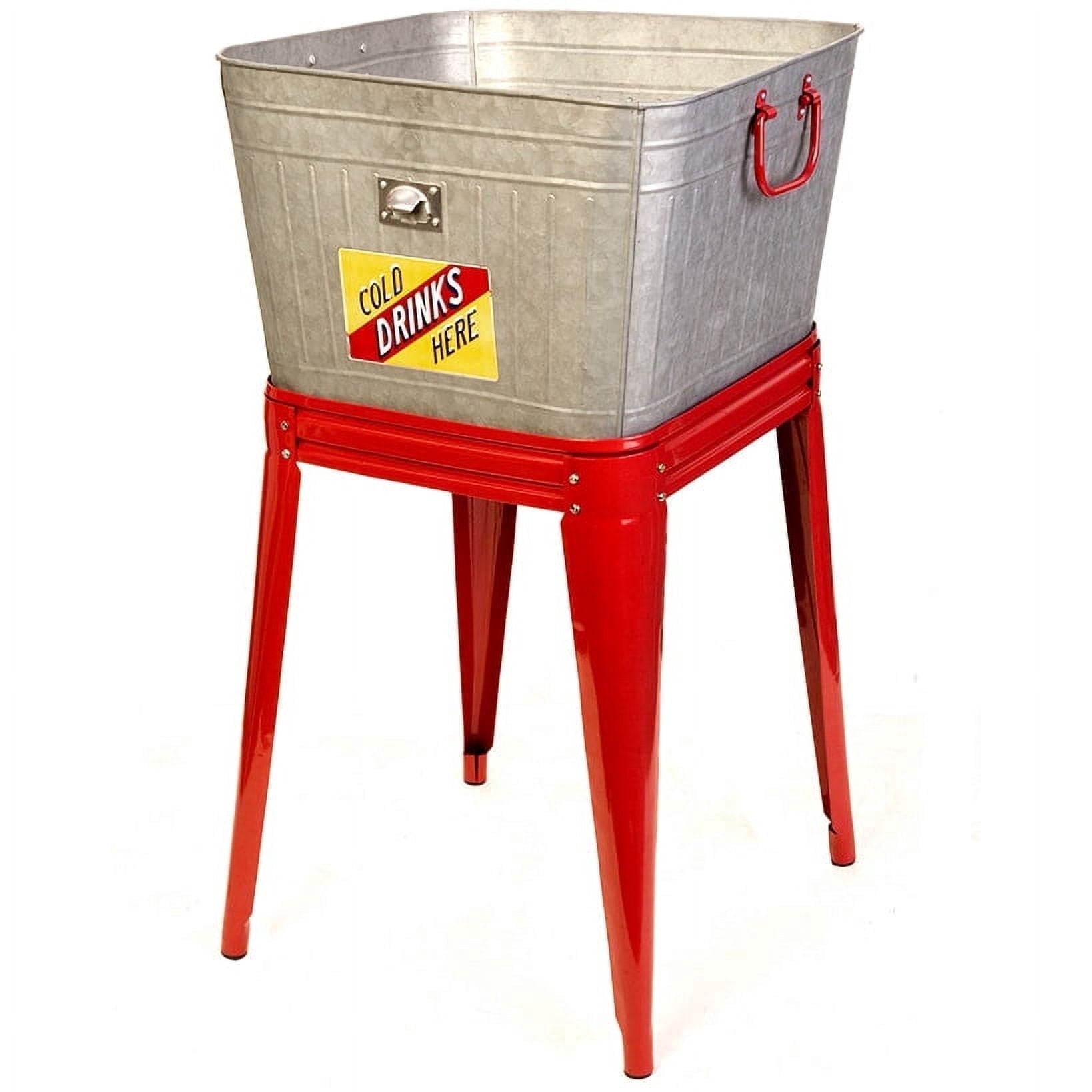 Panacea 18 in x 18 in x 32 in Vintage Galvanized Beverage Tub and Outdoor Garden Planter with Bottle Opener and Drainage Holes