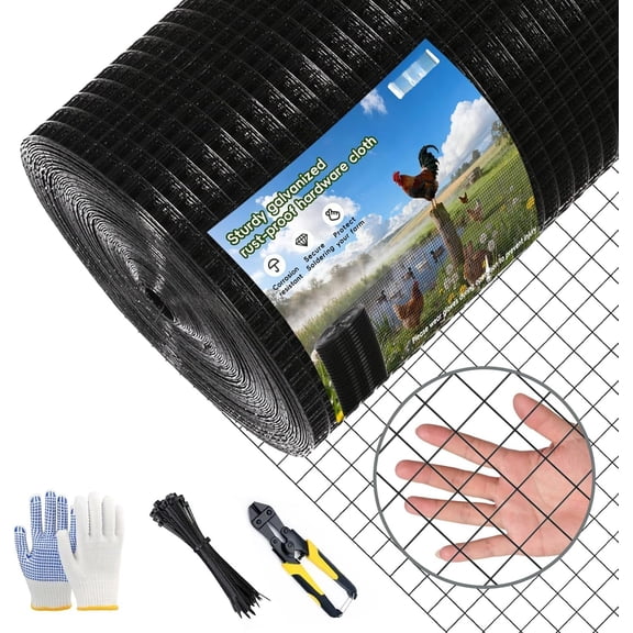 Galvanized Black Vinyl Coated Hardware Cloth | 1 Inch Mesh 17 Gauge 48"x100' |Rust & Resistant, for Chicken Coop, Rodent Proof, Tree Guard, Garden  Fencing,  Enclosures &  Improvement