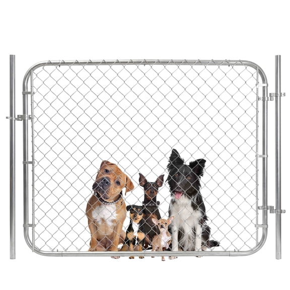 Galvanized Chain Link Fence Gate, 72x48 in Adjustable Frame for Garden Farm Pet Enclosure