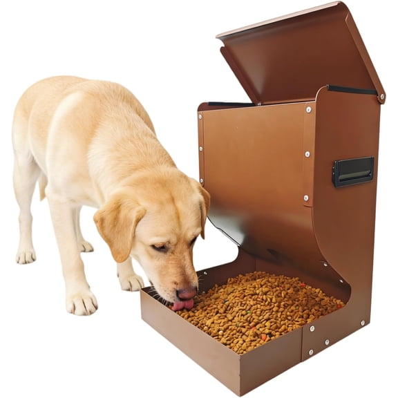 Galvanized Dog Feeders for Large Dogs, 15LBS Gravity Automatic Dog Feeder, Suitable for Indoor and Outdoor Use, Suitable for Medium Dogs,Cats,Poultry, and Pets