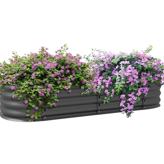 Galvanized Elevated Garden Bed, 4.9' X 2' 1', Dark Gray Metal Planter Box With Rim, Easy Diy Construction, Self-draining For Plant Growth Raised Border, Diy, Herb & Veggie Gardens