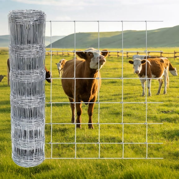 Galvanized Farm Fence, 5ft x 328ft Heavy Duty Wire Fencing for Cattle, Goats, Deer, Horses, Chicken,Pasture, Garden Boundary – Rust Resistant, Easy Installation