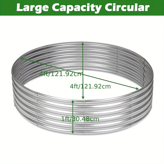 Galvanized Fire Pit Ring for Outside Wood Burning, Metal Firepit Liner for Above Ground Outdoor Camping Beach Backyard Park