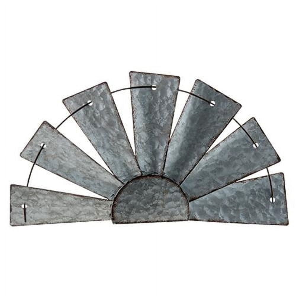 Rustic Galvanized Metal Half Windmill Wall Art