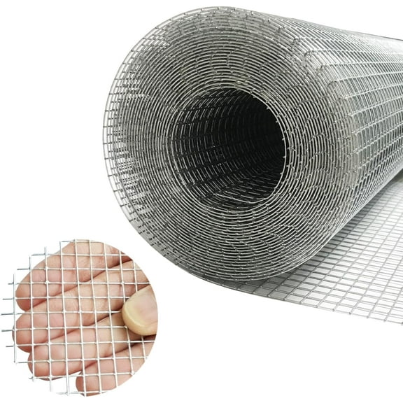 Galvanized Hardware Cloth 24in X 20ft, 1/4 Inch 23 Gauge Galvanized After Welding Square Mesh, Wire Mesh, Chicken Wire Fence, /Snake Fences - cage for Protecting Vegetables, Garden &