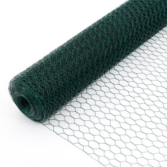 Galvanized Hexagonal Chicken Wire, Dark Green Anti-Rust Poultry Netting for Garden and Large Chicken Coop Fencing