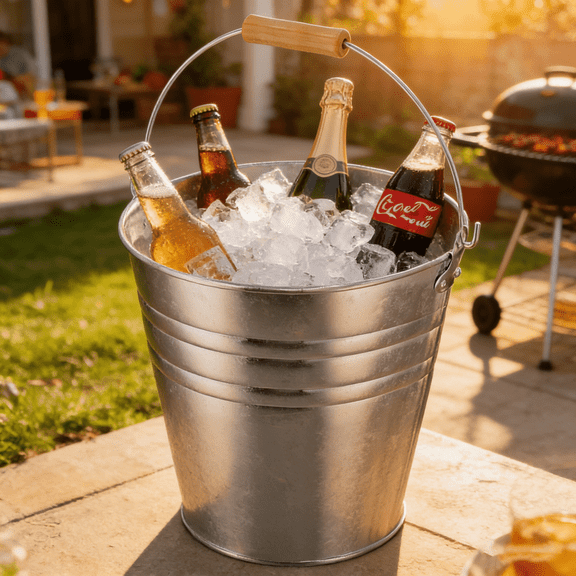 Gamexcel Galvanized Beverage Tub 15L, Insulated Ice Bucket with Handles for Beer Wine Champagne and Parties