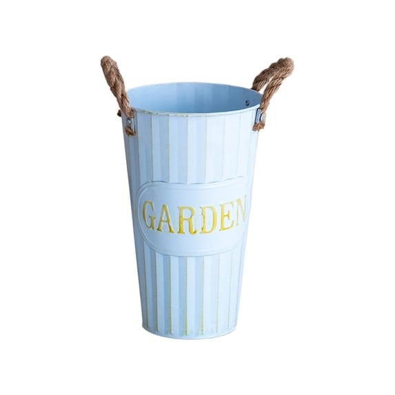 Galvanized Metal Flower Bucket, Rustic Farmhouse Style Vase with Handles, Waterproof Planter for Indoor Outdoor Decor, Perfect for Floral Arrangements and Wedding Centerpieces