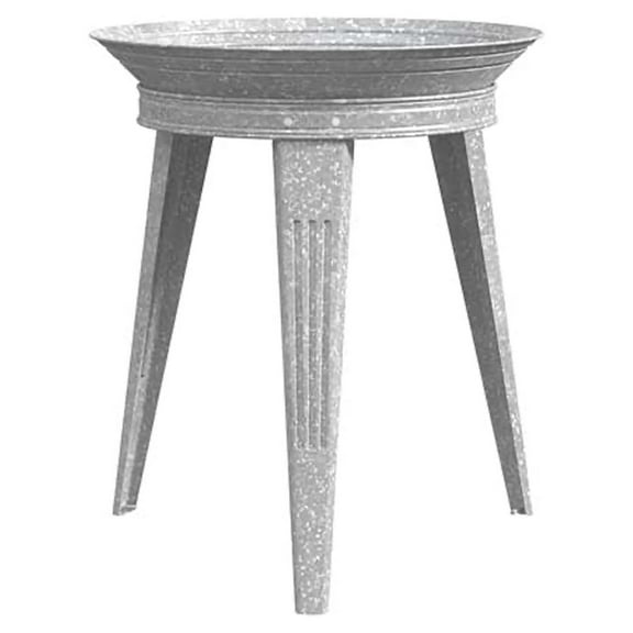 Galvanized Metal Outdoor Bath, 2 Inch Bath Bowl and 3 Legged Bath Stand for Patio and Deck, Vintage Backyard Accessories, Gray