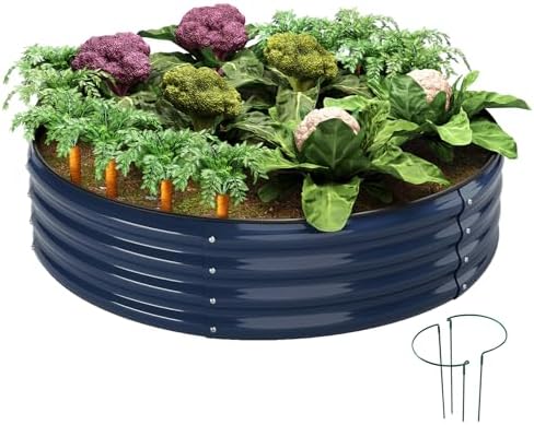 Galvanized Metal Planter Round Raised Garden Bed Kit for Gardening ...
