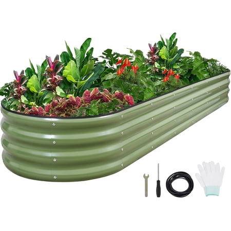 Galvanized Metal Raised Garden Bed 8 ft x 2 ft x 1 ft Green