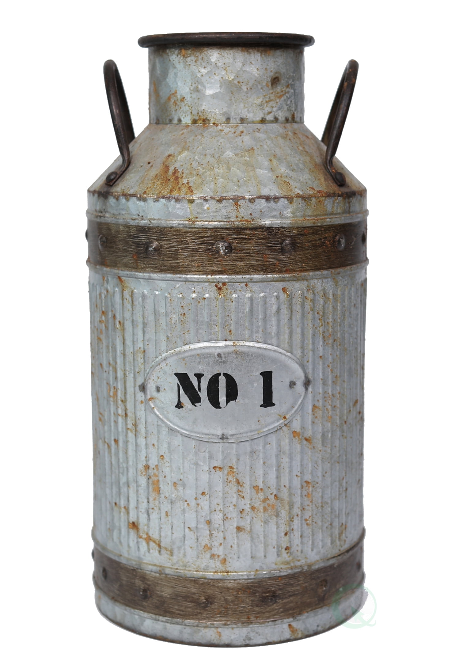 Galvanized Metal Rustic Milk Can, Large
