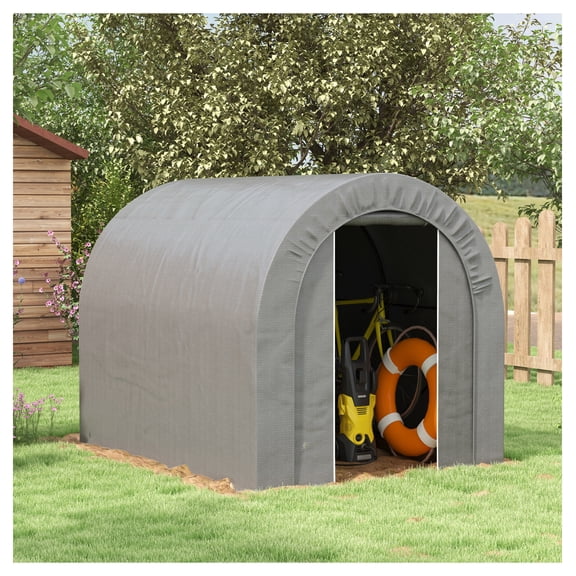 Galvanized Metal Storage Shed 6x8ft, Waterproof Outdoor Tent for Motorcycle, Bike & Tools