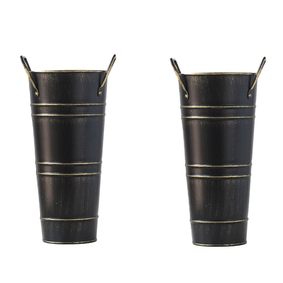 Galvanized Metal Vases Farmhouse French Flower Bucket Vases for Cut Flowers for Home Decor and Wedding Table Centerpiece Decorations