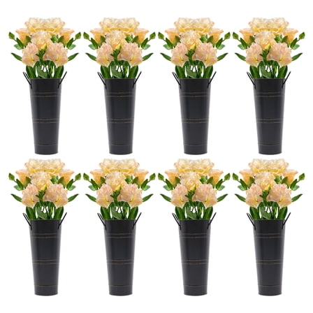 8PCS Metal Flower Vases  Cylindrical Galvanized Flower Bucket Vases With Practical Handles For Bouquet