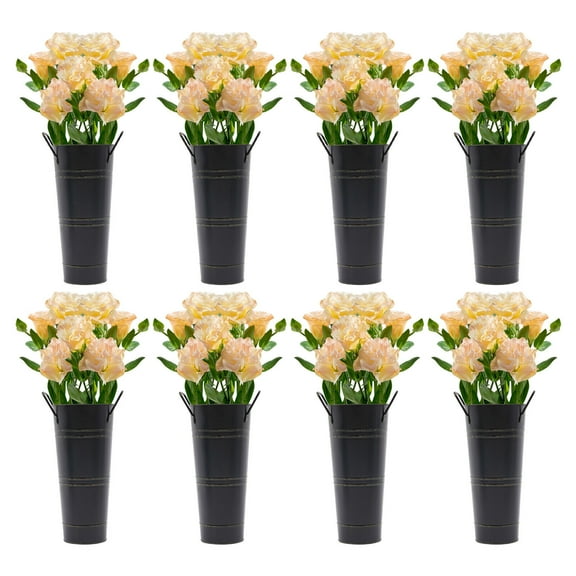 8PCS Metal Flower Vases  Cylindrical Galvanized Flower Bucket Vases With Practical Handles For Bouquet