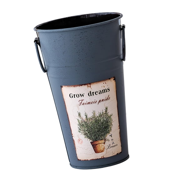 Galvanized Metal Vases for Flower French Flower Bucket Vases with Handle For Wedding,Country,Florals Arrangement